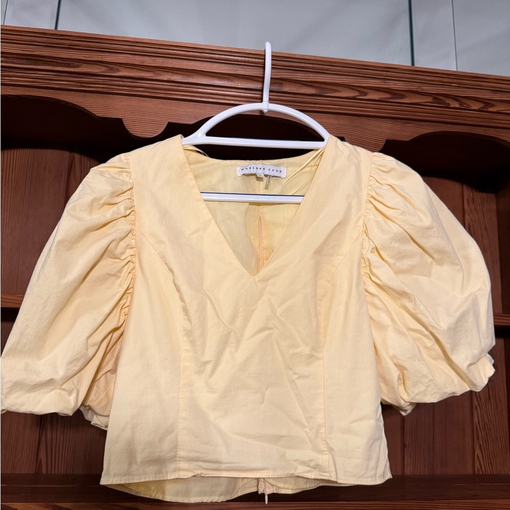 Endless Rose Light Yellow Puff Sleeve Blouse